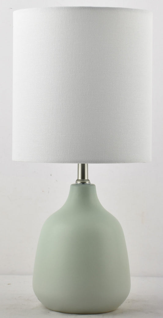 (2 Pack) 16" Sage Ceramic Table Lamp with White Linen Shade