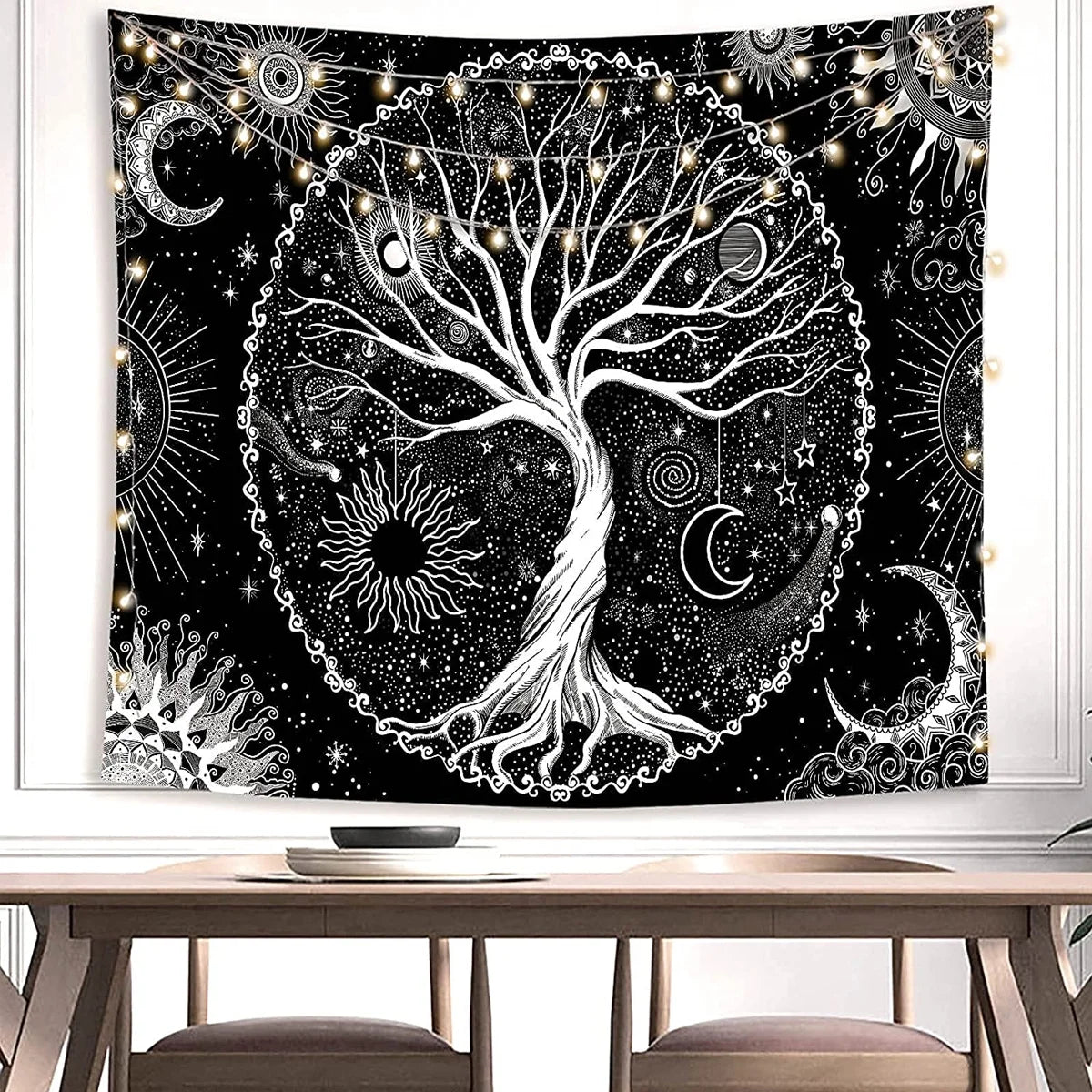 Black Tapestry Tree of Life Tapestry Wall Tapestry Black Aesthetic Tapestry Wall Hanging for Bedroom (60 X 80 Inches)