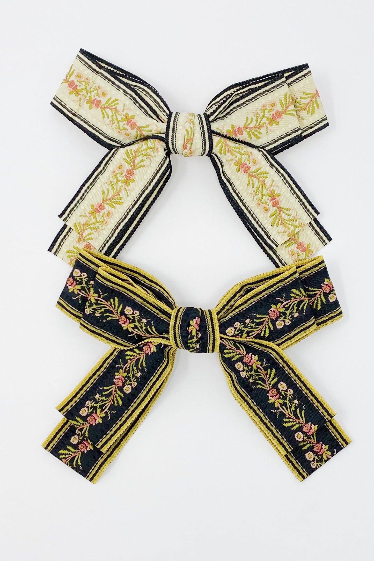 Parisian Embroidered Bow Barrette Set
