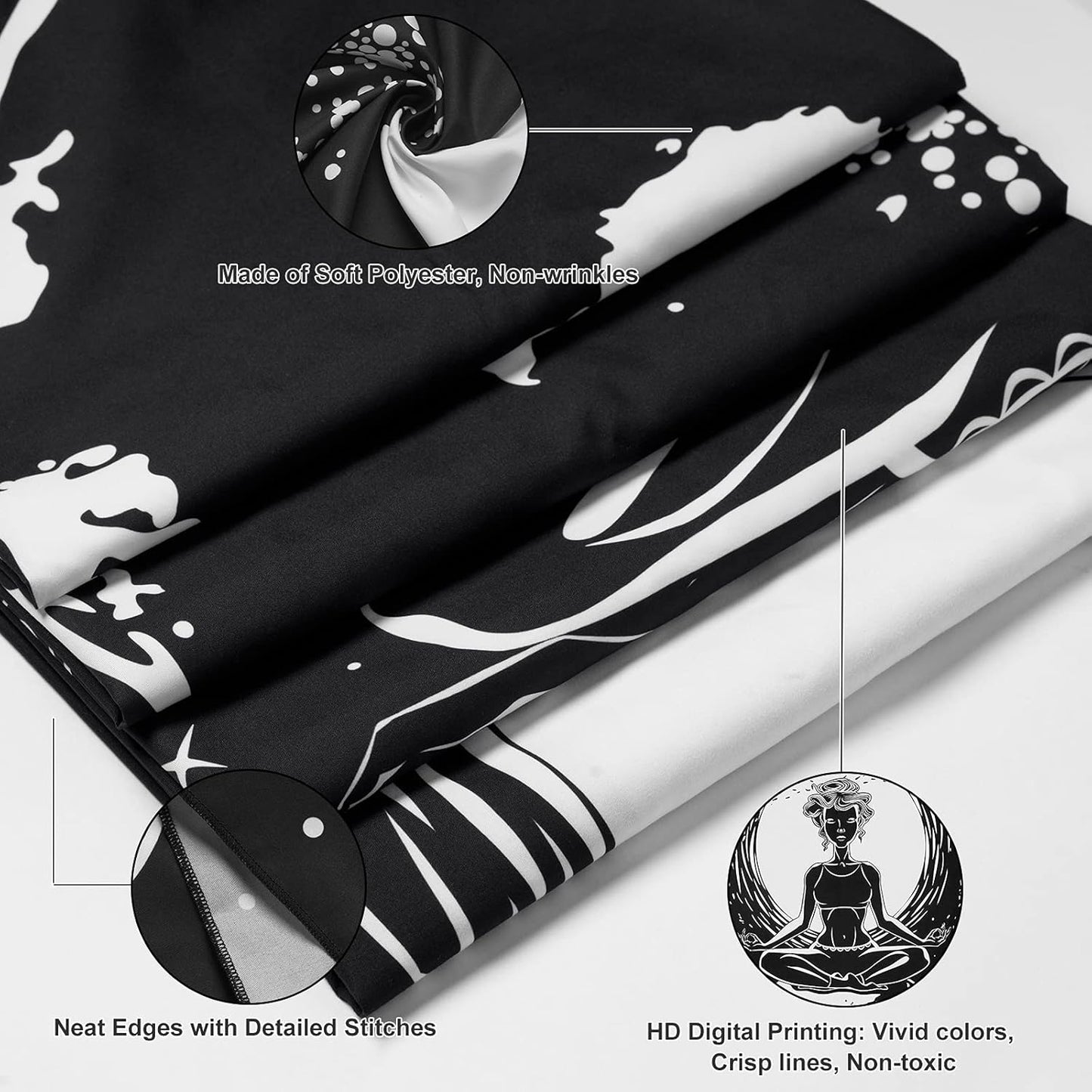 TANGDIAABBCC Black White Tapestry Chakra Yoga Meditation Wall Tapestry Mystic Celestial Space Planet Wall Hanging Tapestry Decoration for Bedroom Living Room Backdrop Dorm Studio Room 51.2ʺ × 59.1ʺ