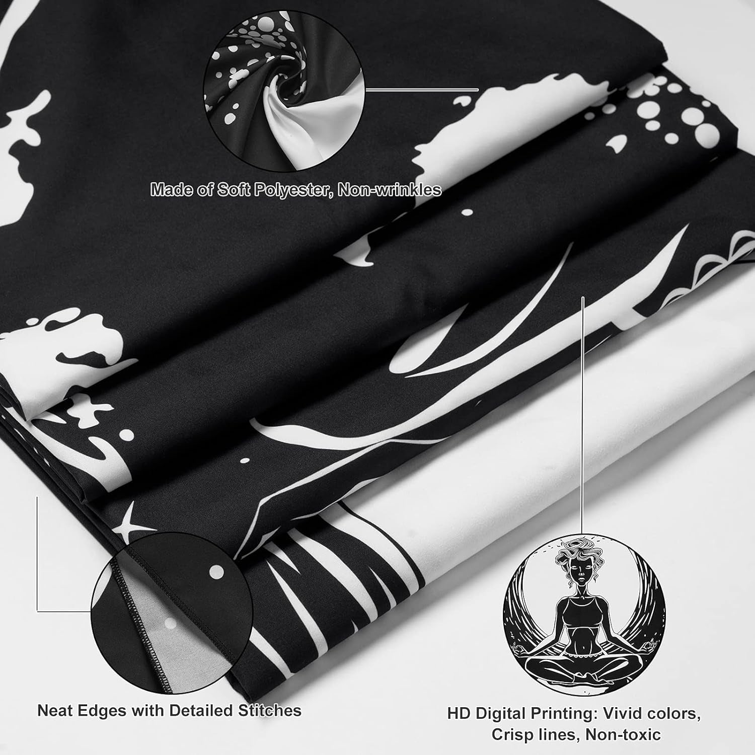 TANGDIAABBCC Black White Tapestry Chakra Yoga Meditation Wall Tapestry Mystic Celestial Space Planet Wall Hanging Tapestry Decoration for Bedroom Living Room Backdrop Dorm Studio Room 51.2ʺ × 59.1ʺ