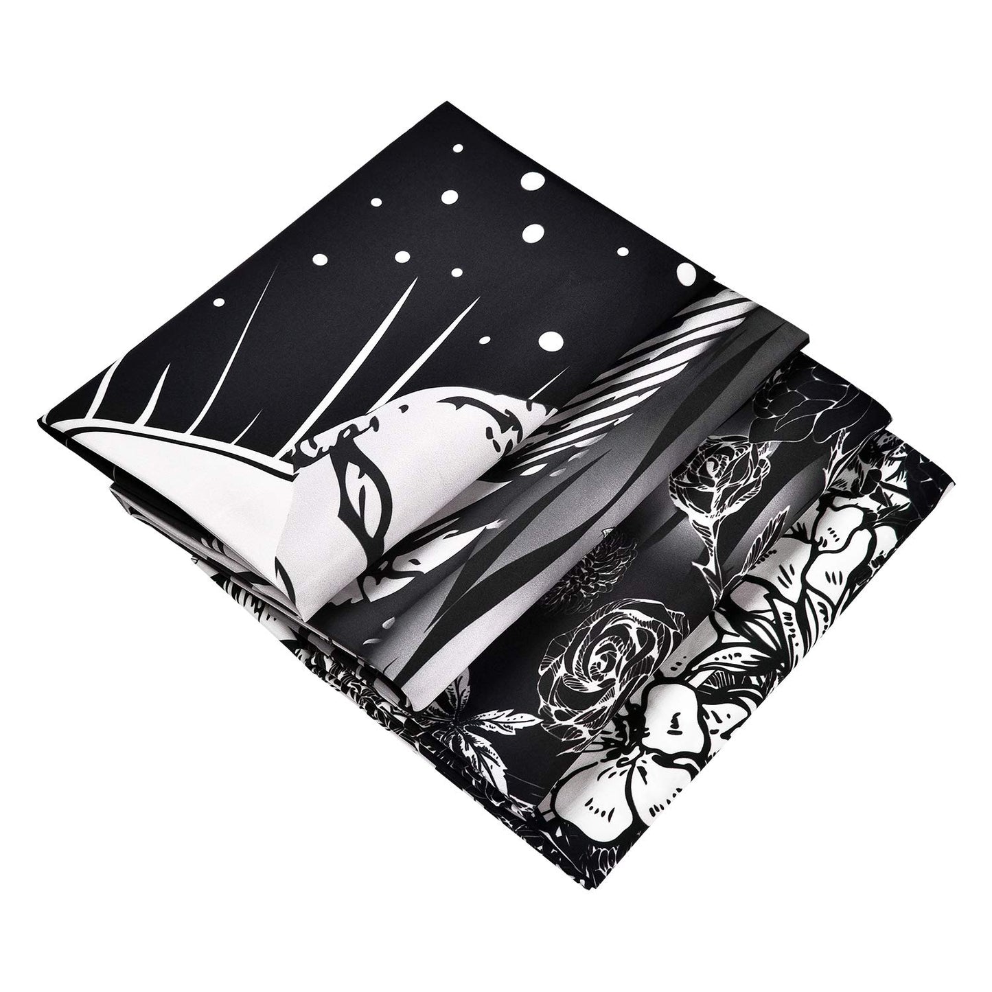 Lyacmy Skull Tapestry Meditation Skeleton Tapestry Flower Tapestry Mountain Tapestry Moon and Star Tapestry Starry Night Sky Tapestry Black and White Tarot Tapestry for Room (51.2 X 59.1 Inches)