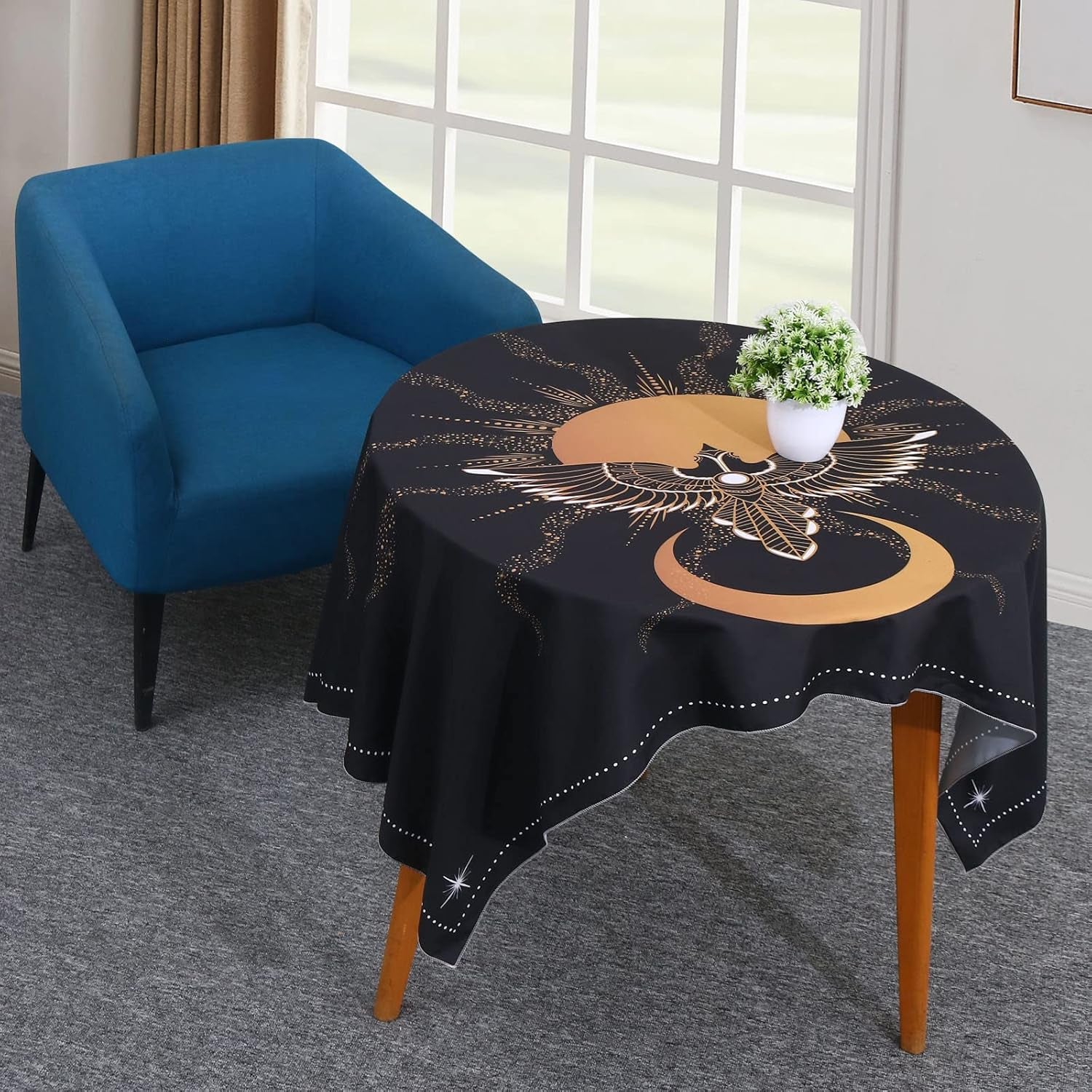 Black Tapestry for Bedroom Aesthetic Sun and Moon Gold Eagle Bird Fly to the Sun Tapestry for Wall Hanging Sacred Spirituality Esoteric Collection for Home Dorm Living Room