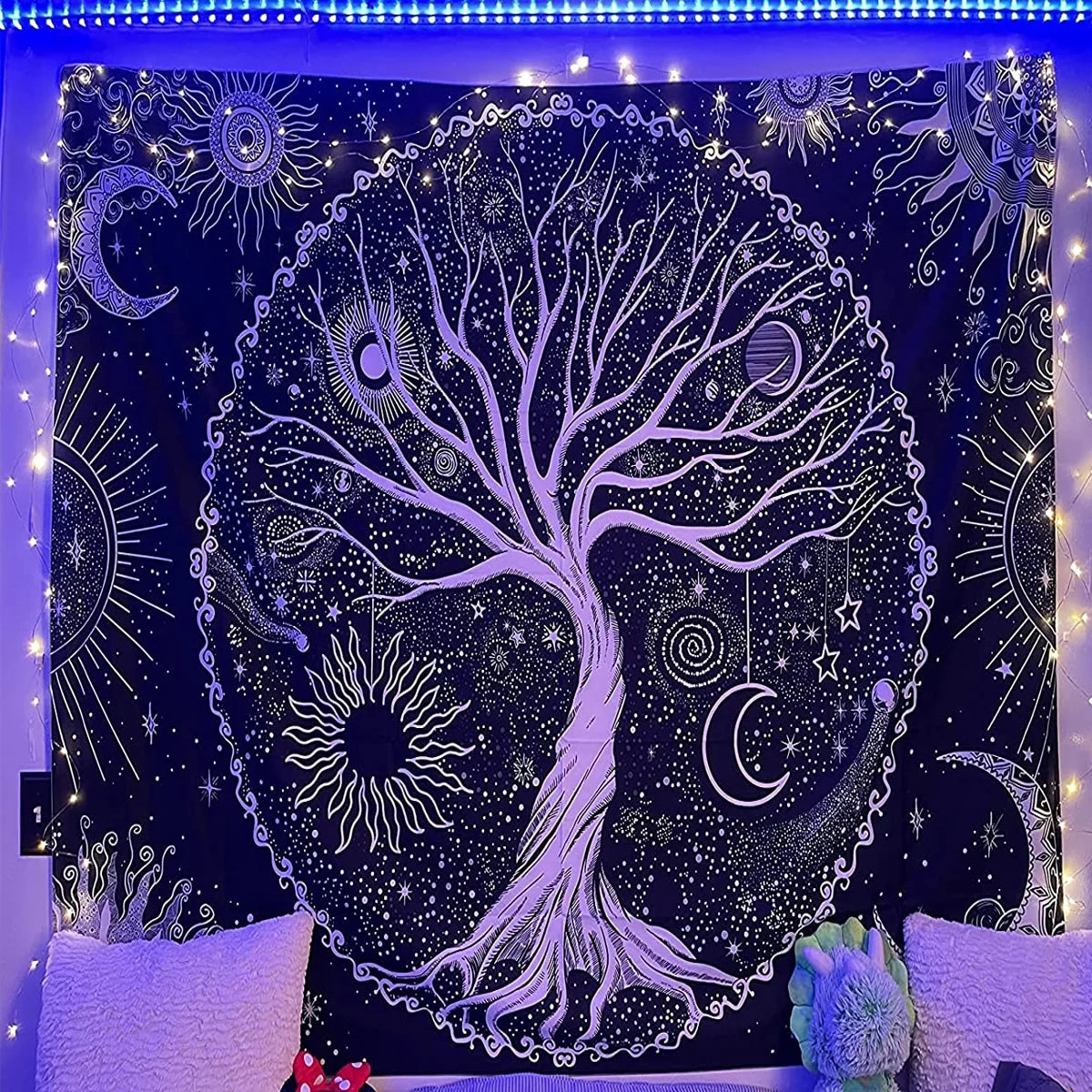 Black Tapestry Tree of Life Tapestry Wall Tapestry Black Aesthetic Tapestry Wall Hanging for Bedroom (60 X 80 Inches)