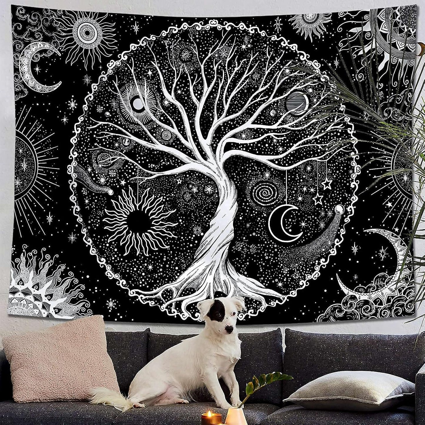 Tree of Life Tapestry Black and White Tapestry for Bedroom Spiritual Aesthetic Tree Tapestries Aesthetic Tapestries Wall Hanging for Bedroom Black 50×60 Inches