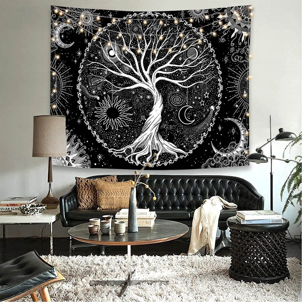 Black Tapestry Tree of Life Tapestry Wall Tapestry Black Aesthetic Tapestry Wall Hanging for Bedroom (60 X 80 Inches)