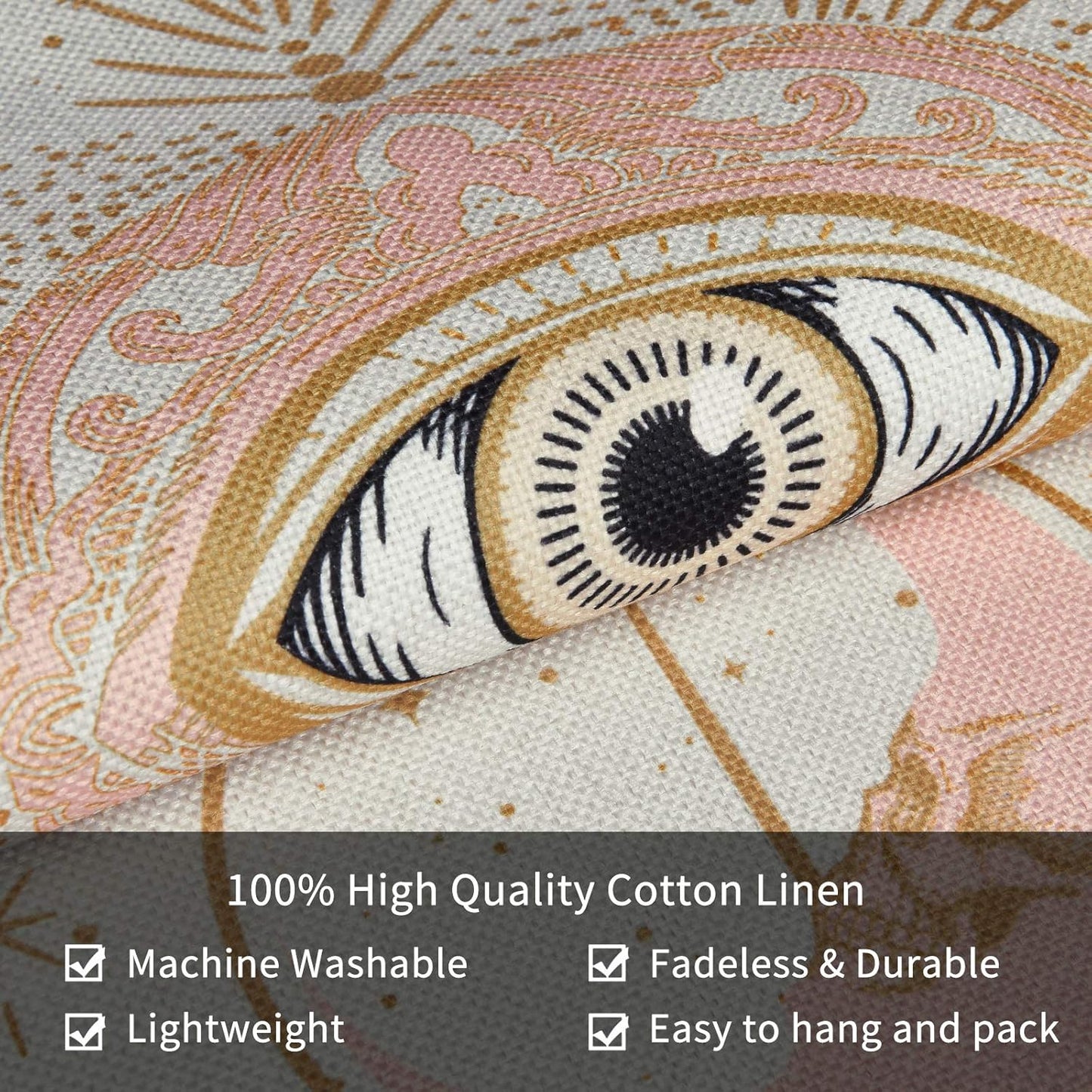 Moon Tapestry Moon Phase Tapestry Starry Sky Tapestry Celestial Galaxy Tapestry Bohemian Constellation Tapestry Wall Hanging for Room（White, 12.8 X 51.2 Inches）