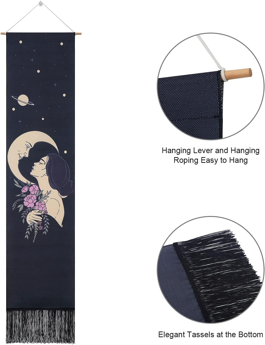 Sun and Moon Tapestry Wall Hanging the Moon Tarot Card Tapestry Burning Sun Tapestries for Room/Bedroom