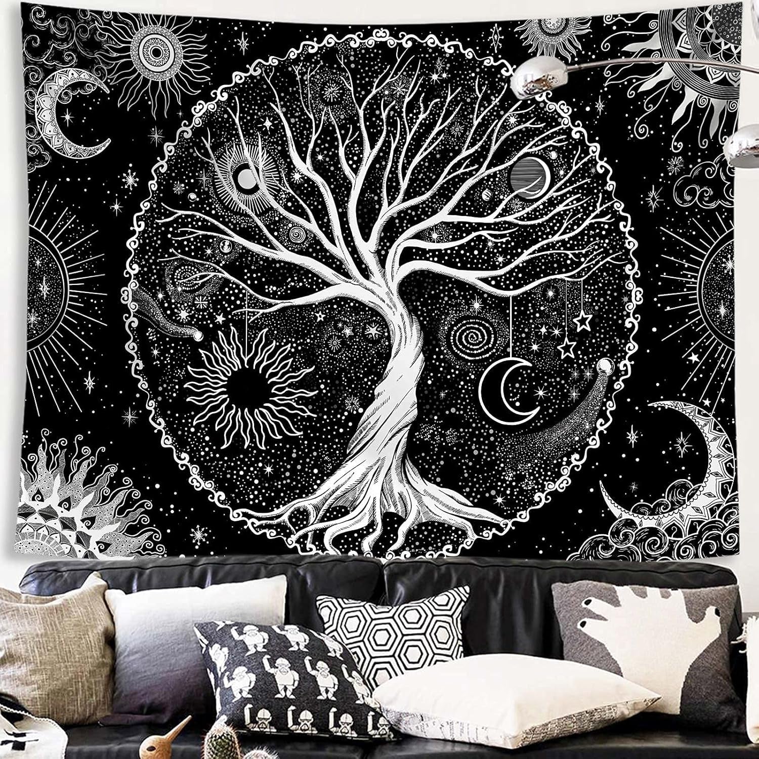 Tree of Life Tapestry Black and White Tapestry for Bedroom Spiritual Aesthetic Tree Tapestries Aesthetic Tapestries Wall Hanging for Bedroom Black 50×60 Inches