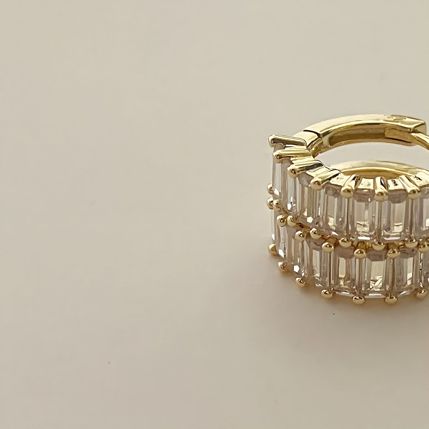 Liya Rectangle Stones Huggies- Gold