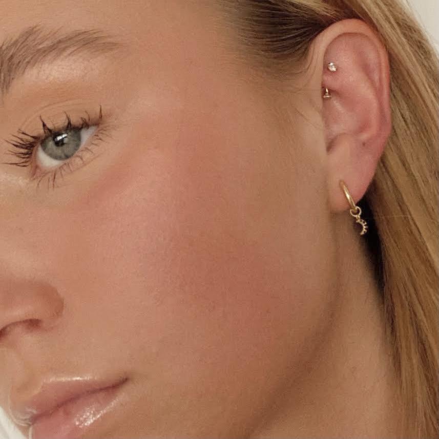 Selene Moon Drop Earrings- Black Zirconia